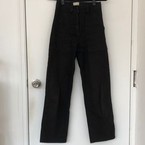 Wilfred by Aritzia Black High Waisted Wide Leg Denim Pant